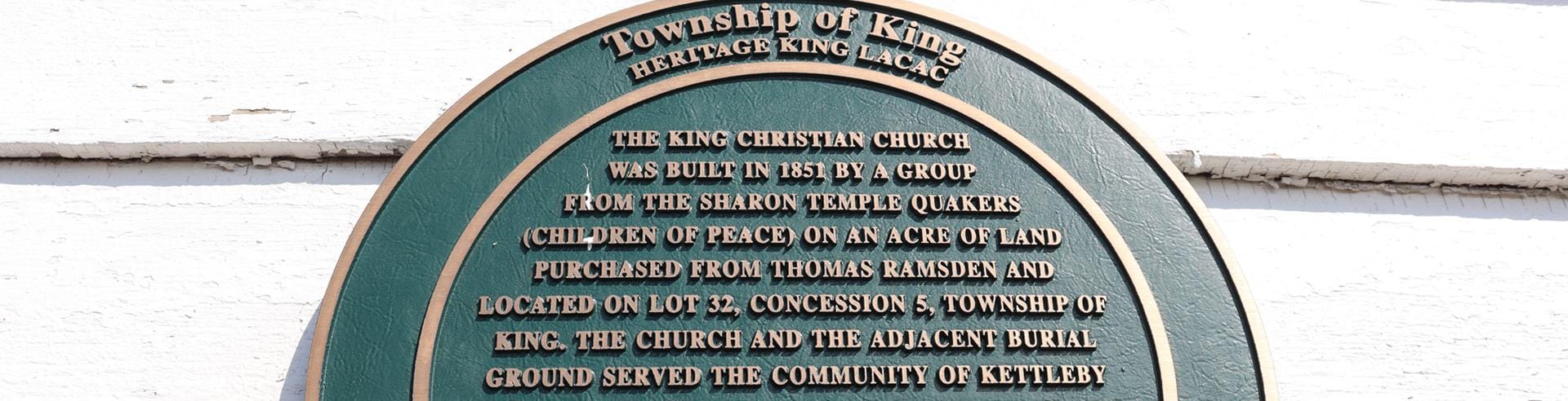 King Heritage and Culture Centre church plaque