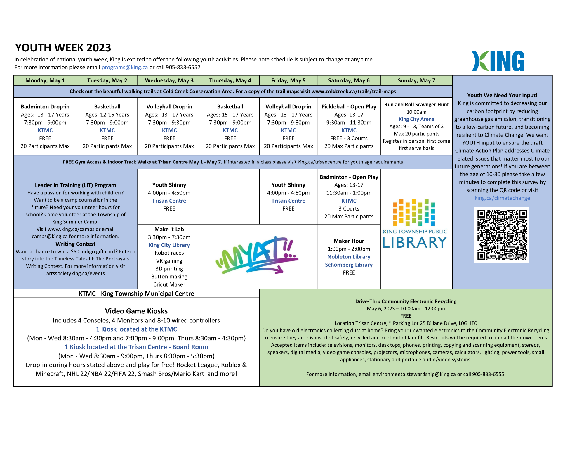Youth Week Schedule