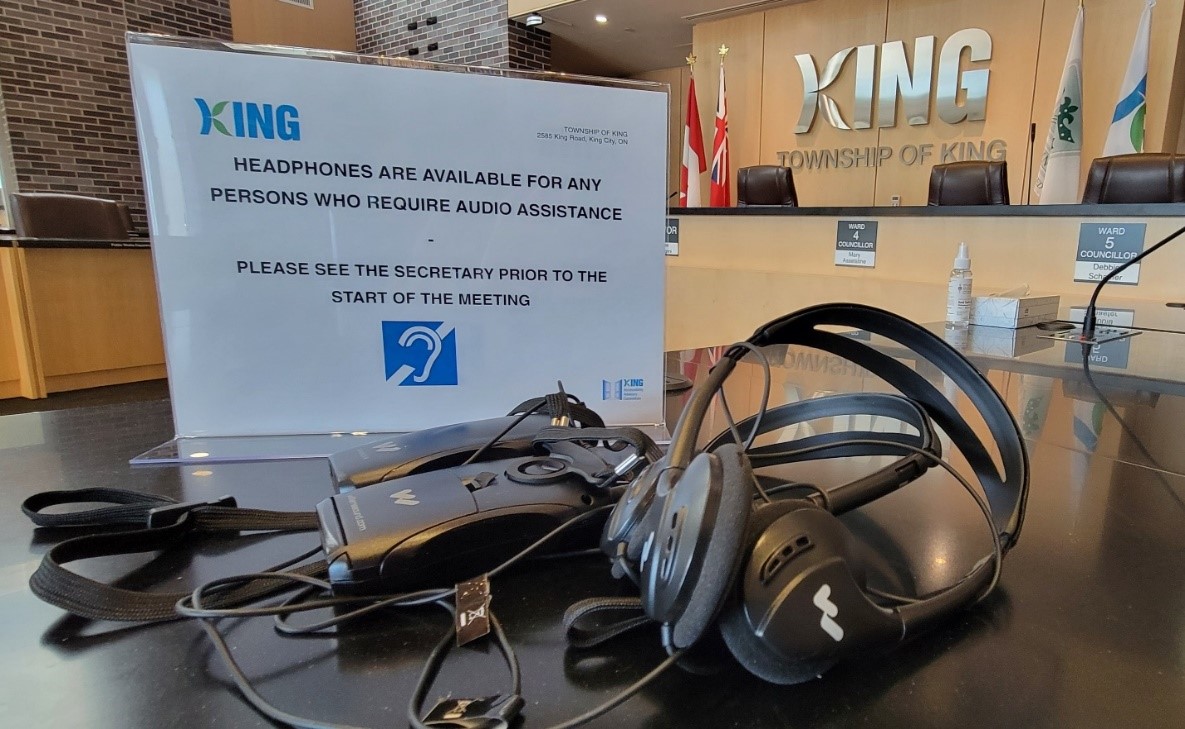 Photo of assistive listening device in council chambers