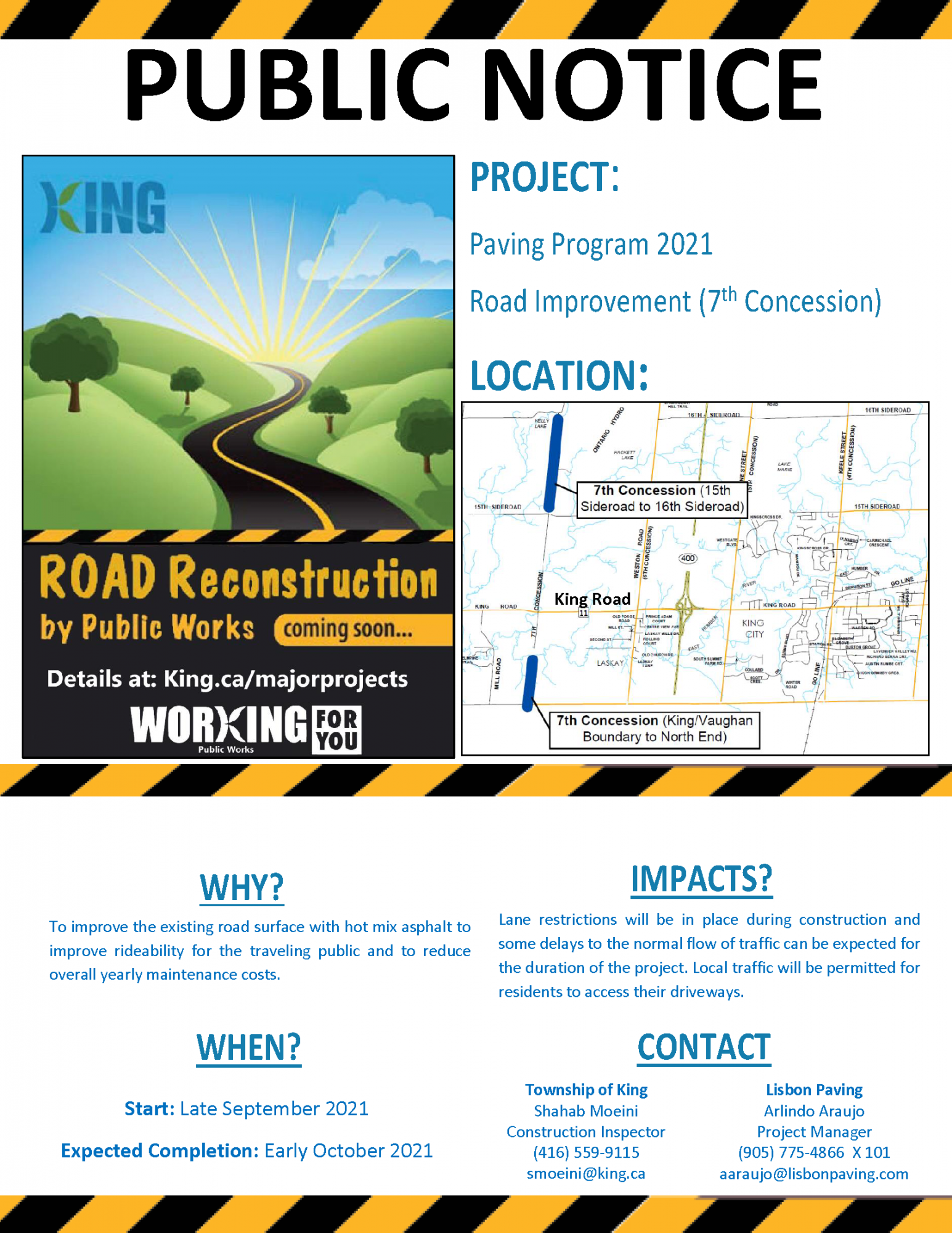 7th Concession paving notice