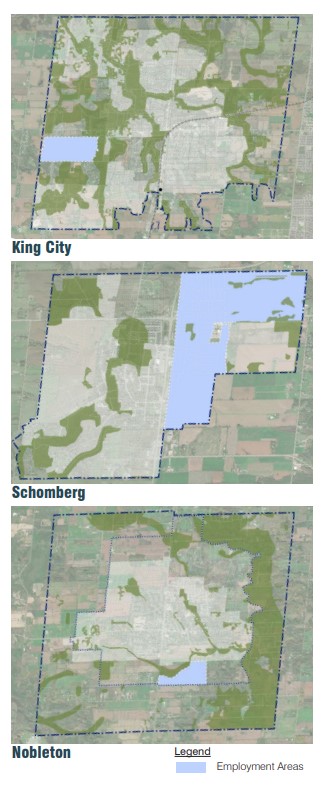 Maps of King City, Nobleton, and Schomberg employment lands