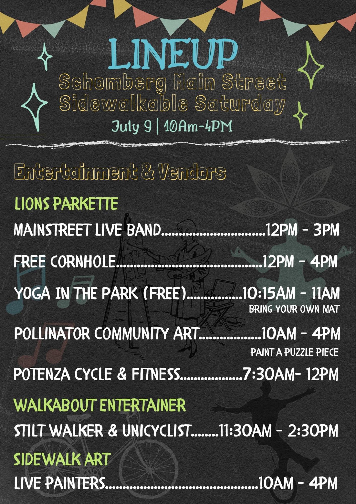 Sidewalkable Saturday event july 9 lineup