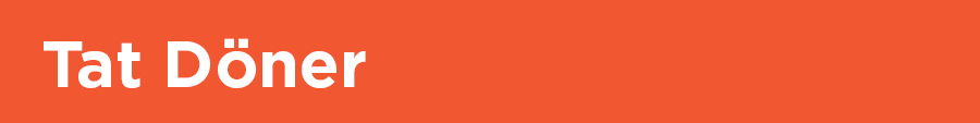 Tat Doner written in white text on an orange background