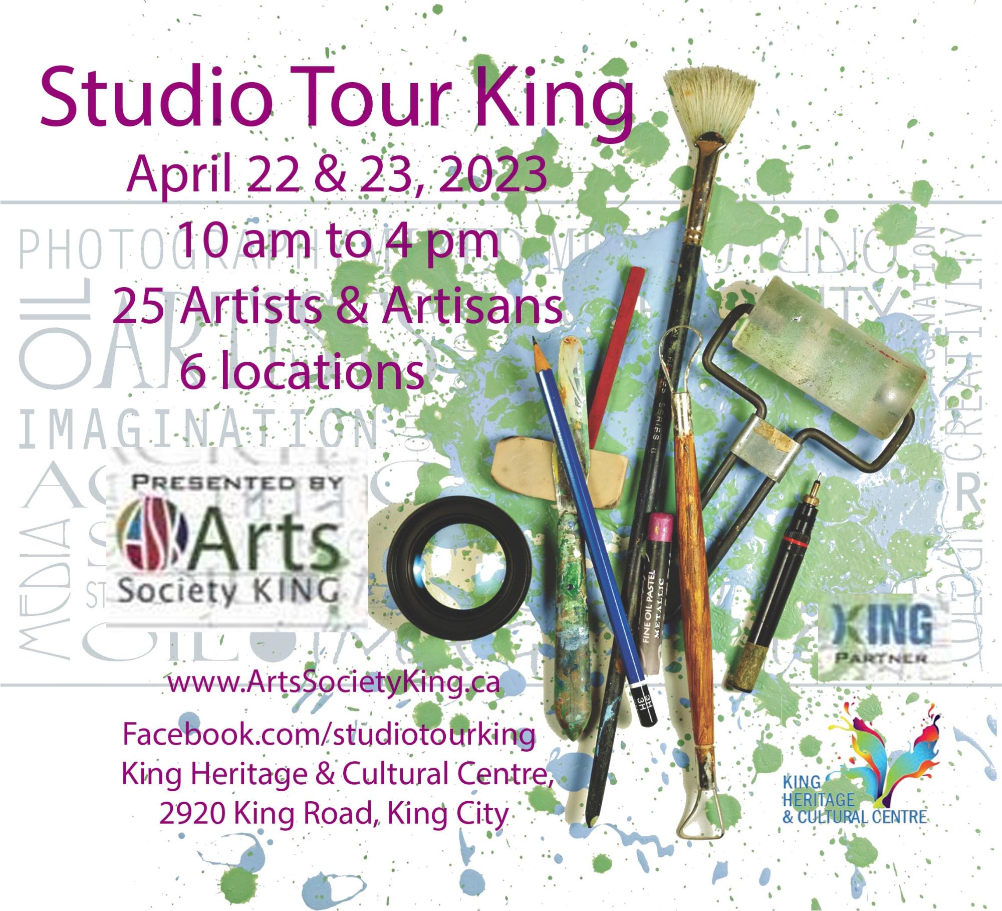 arts society king - studio tour king image advertising the event on April 22 and 23