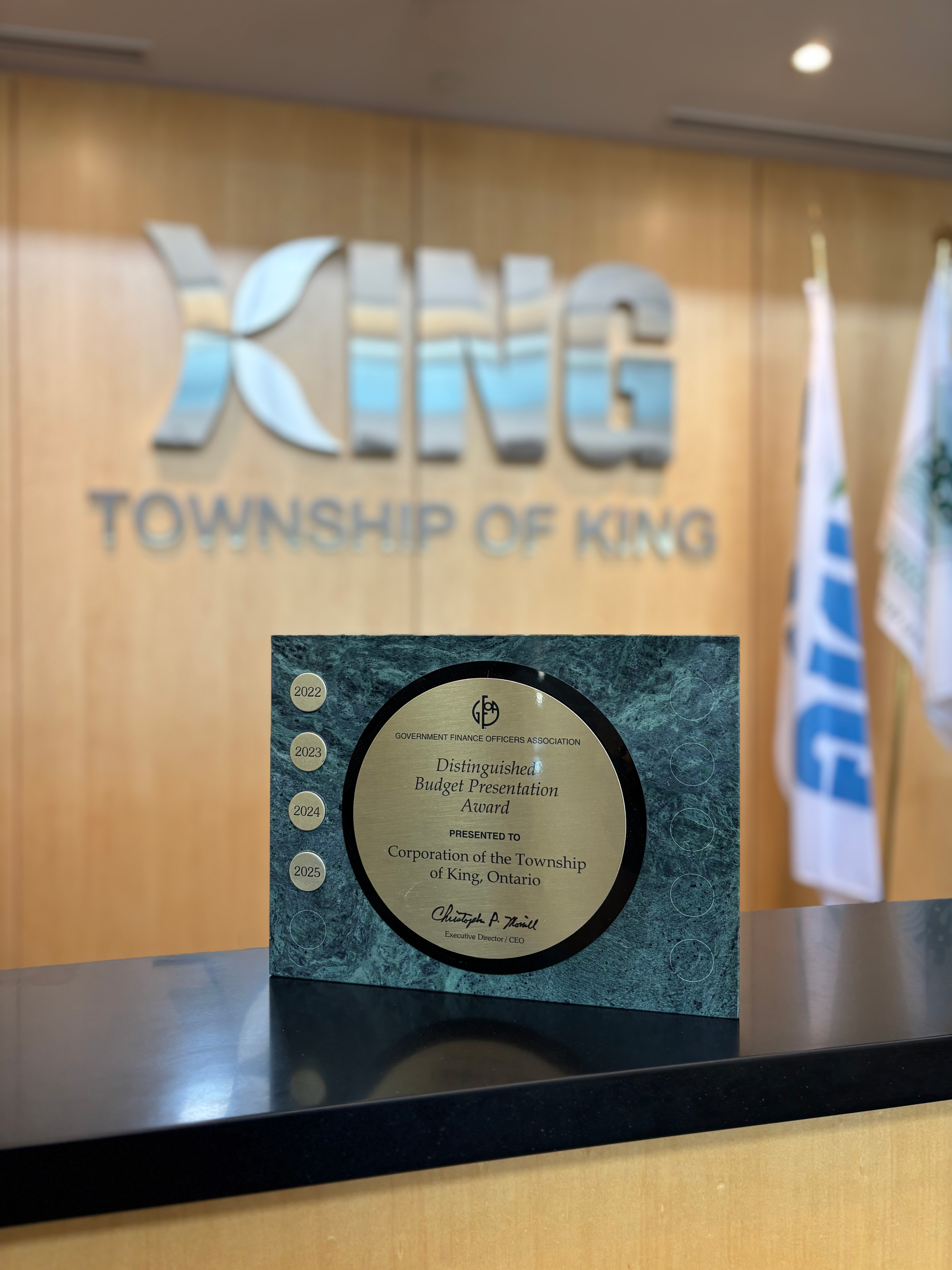 King Township's Distinguished Budget Presentation Award