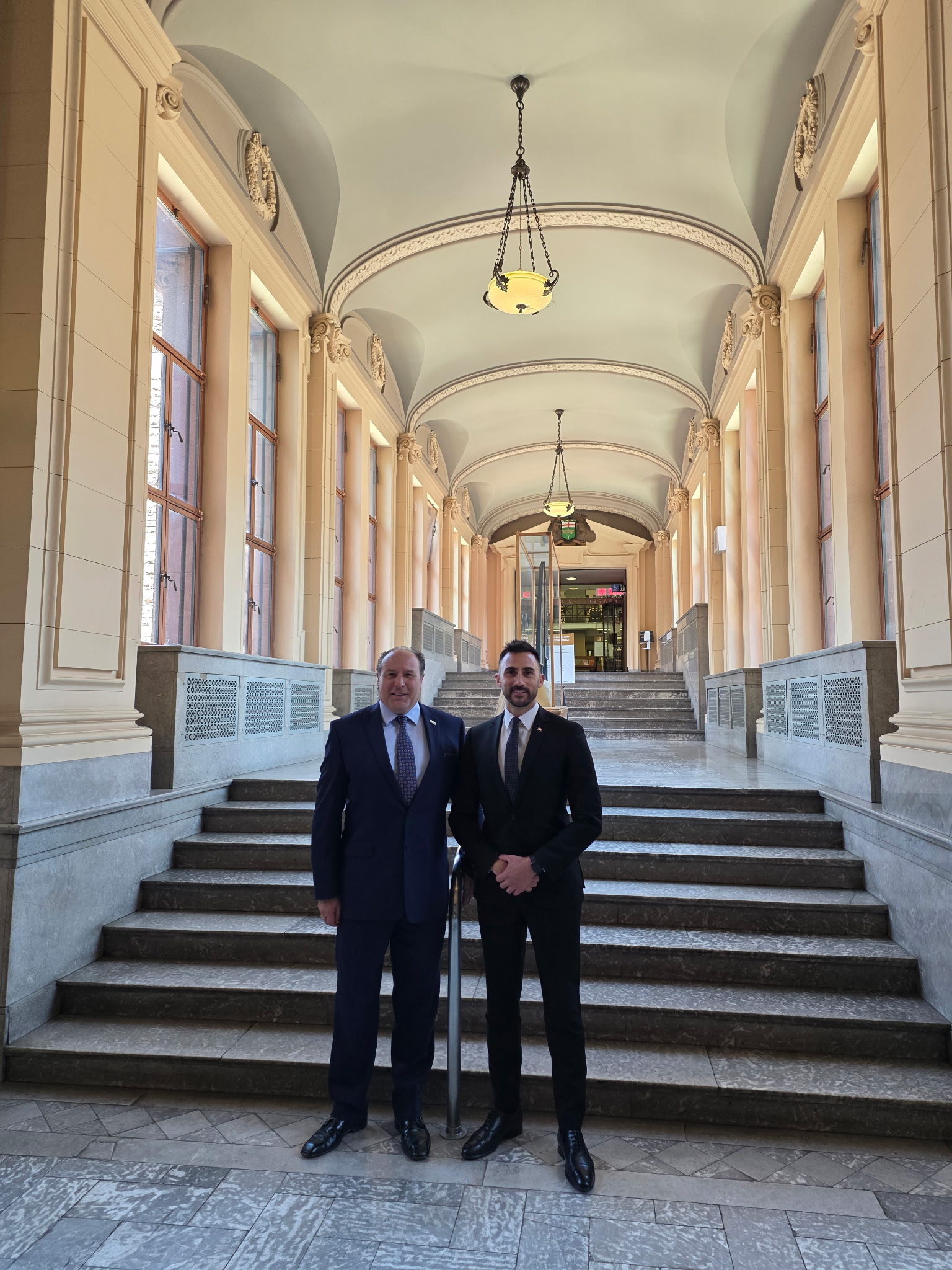 Photo: Mayor Steve Pellegrini with MPP for King—Vaughan, Hon. Stephen Lecce at the Legislative Assembly of Ontario