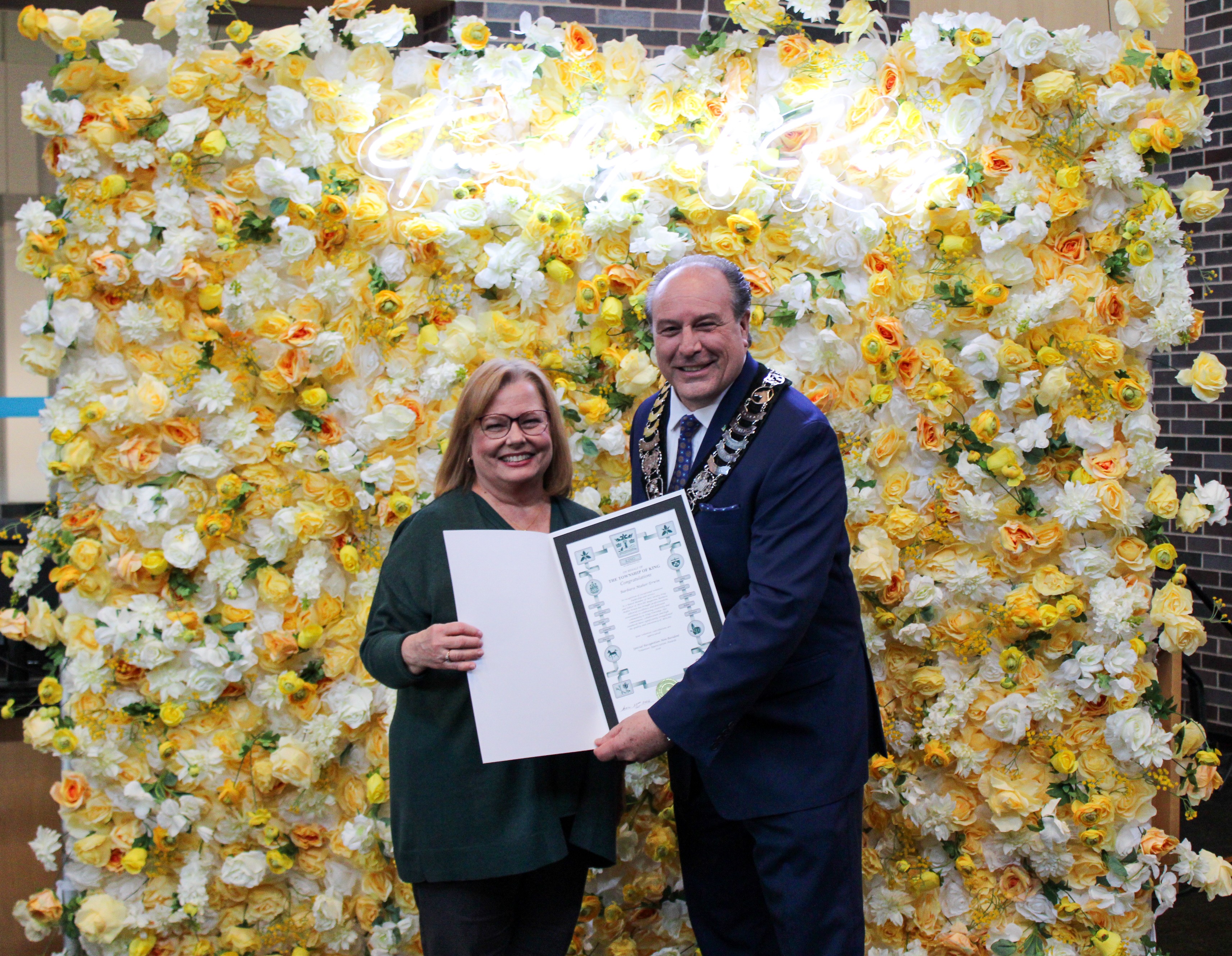 Barbara Maher-Erwin and Mayor Steve Pellegrini