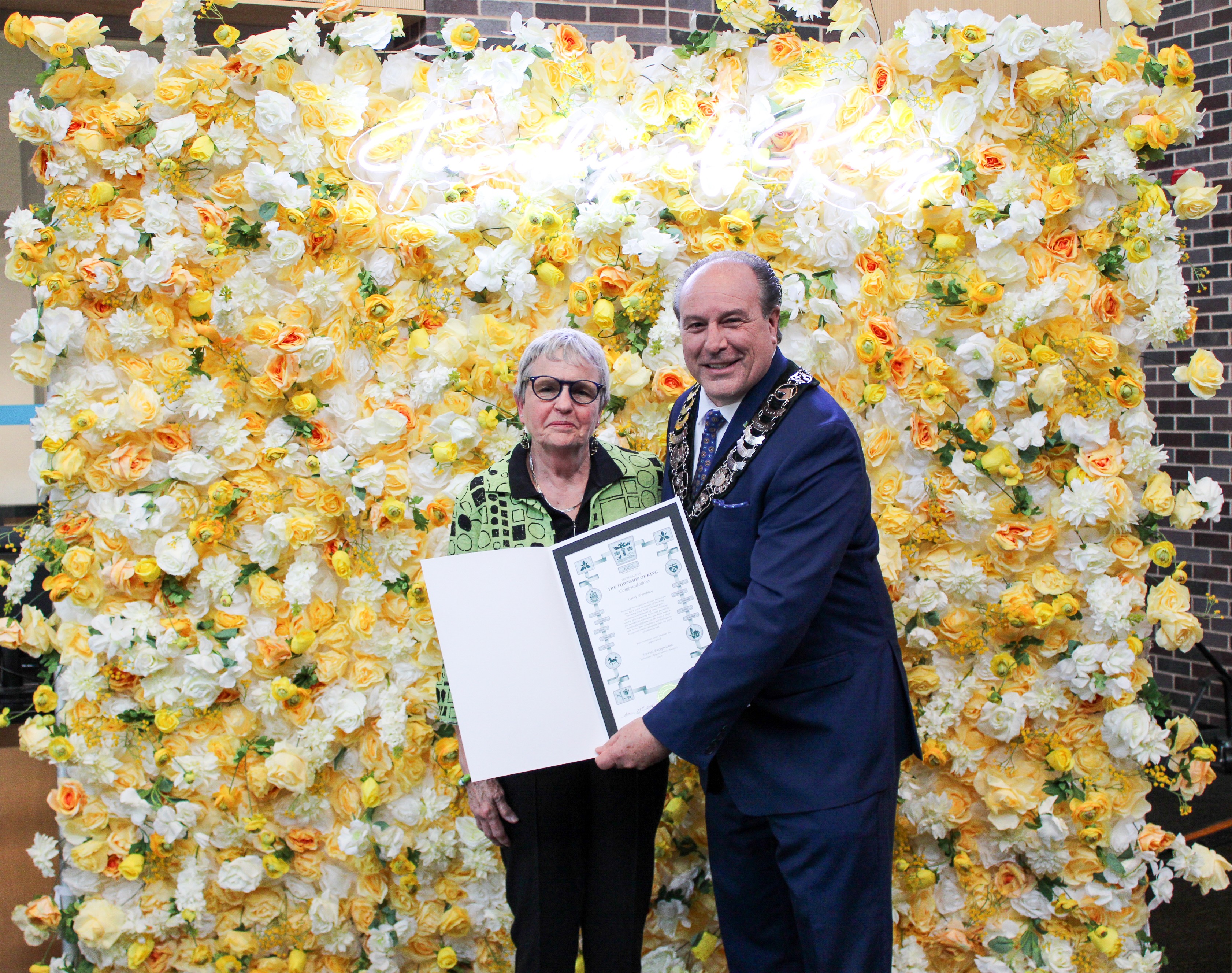 Cathy Tremblay and Mayor Steve Pellegrini