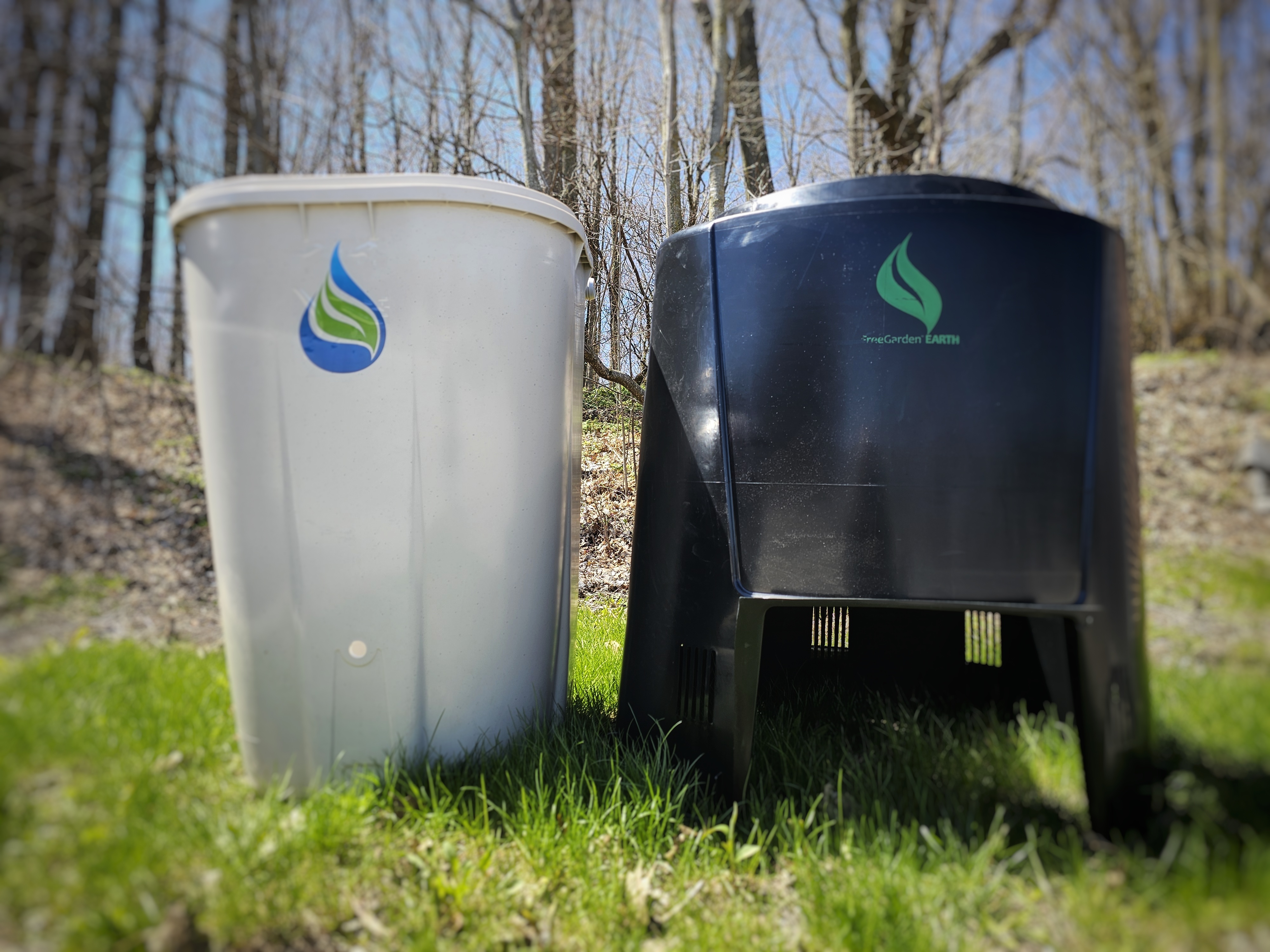 Rain barrel and backyard composter