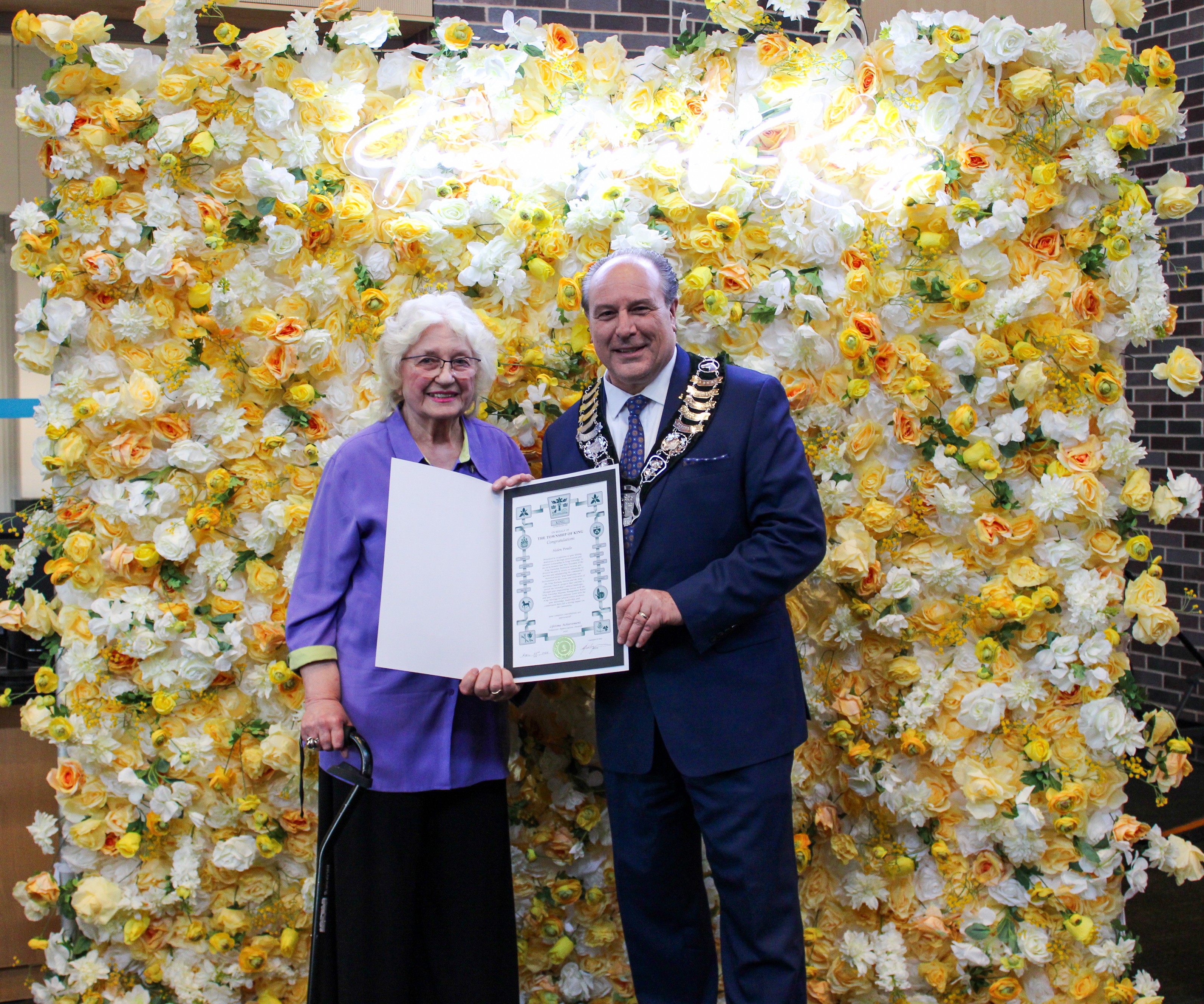 Helen Poulis and Mayor Steve Pellegrini