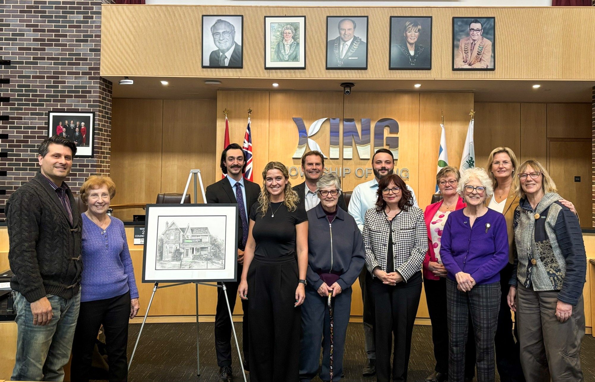 Council members presenting 2025 Heritage Award recipient The Schomberg Pub & Patio