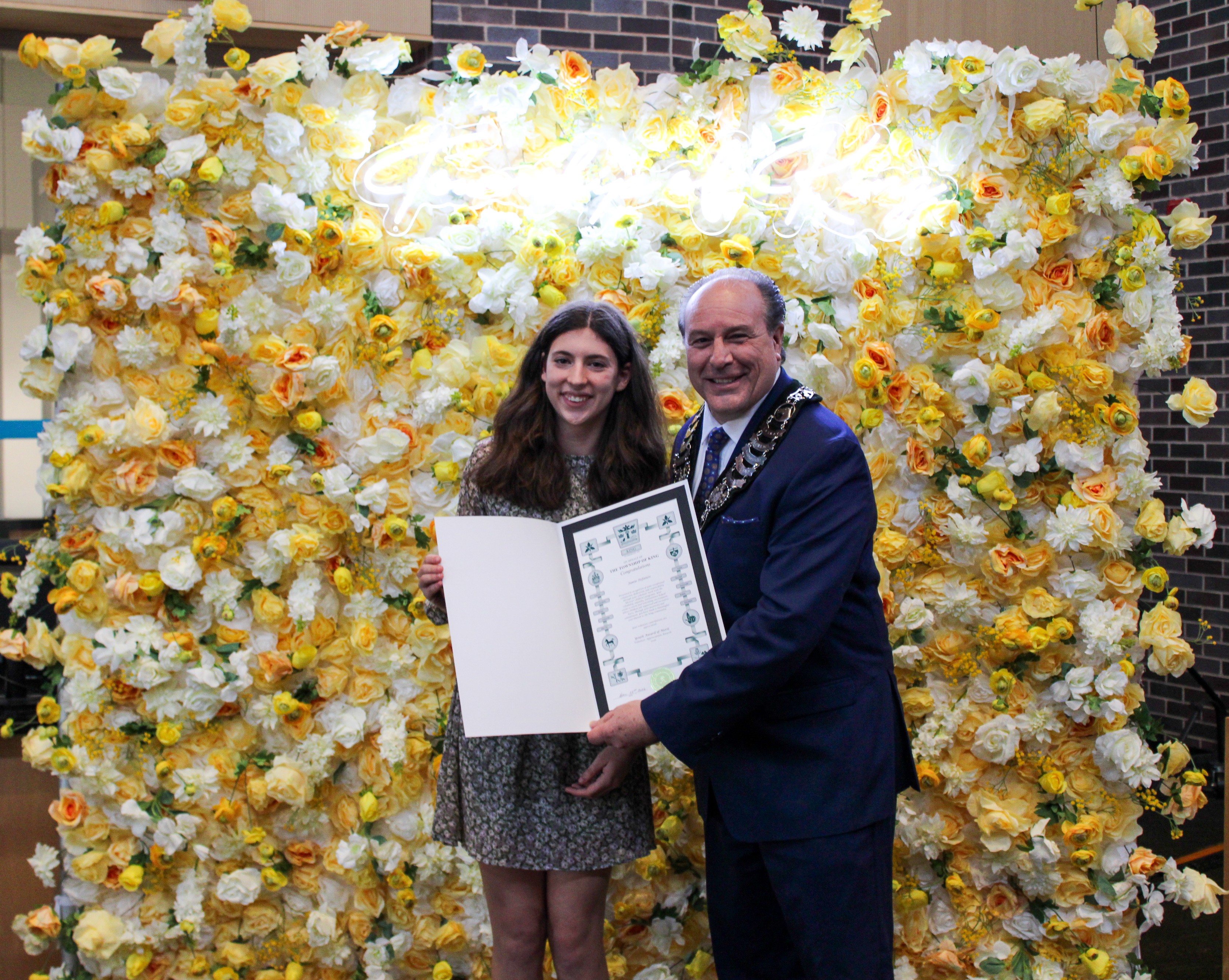 Jamie Stefanov and Mayor Steve Pellegrini