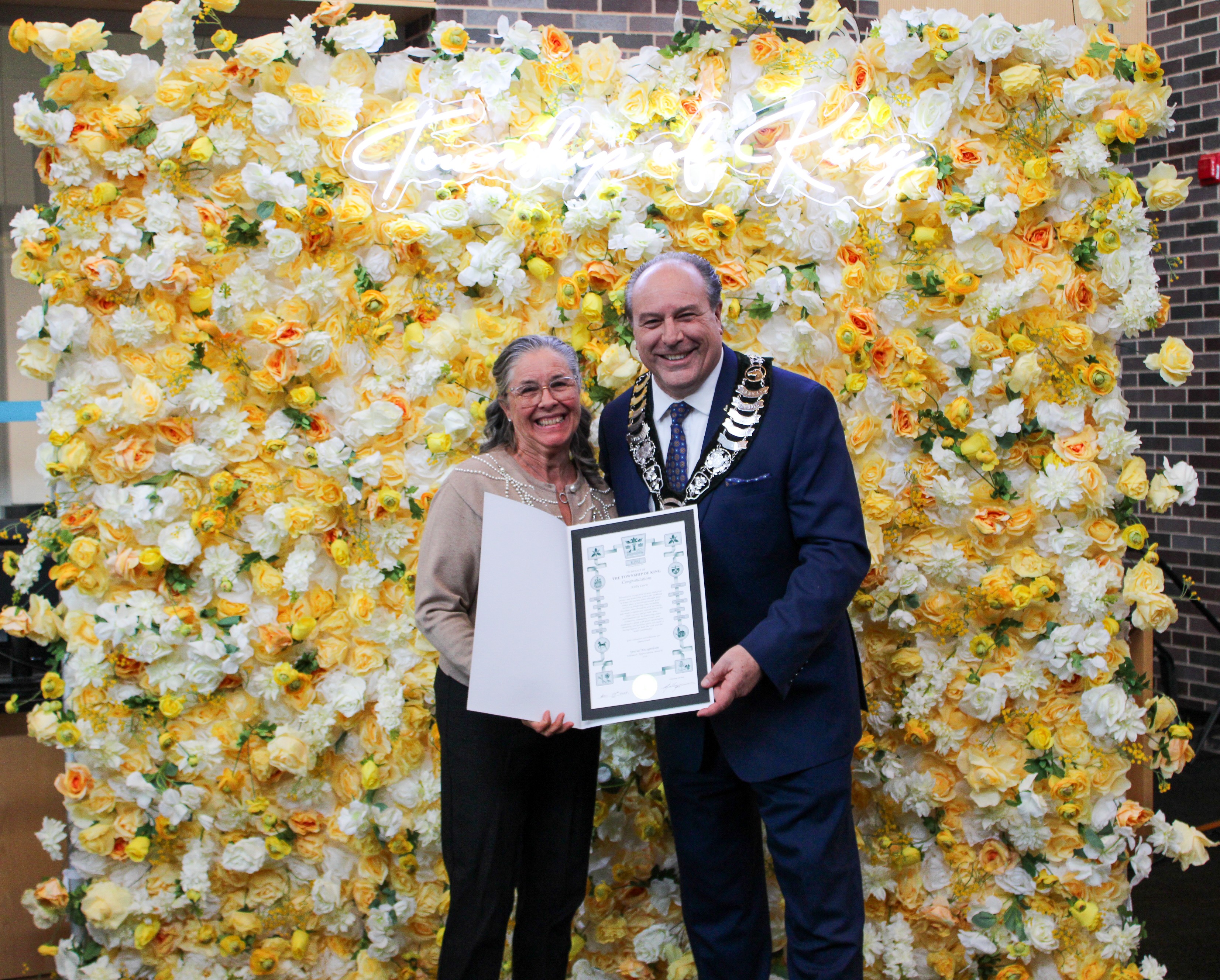 Kelly Lavis and Mayor Steve Pellegrini