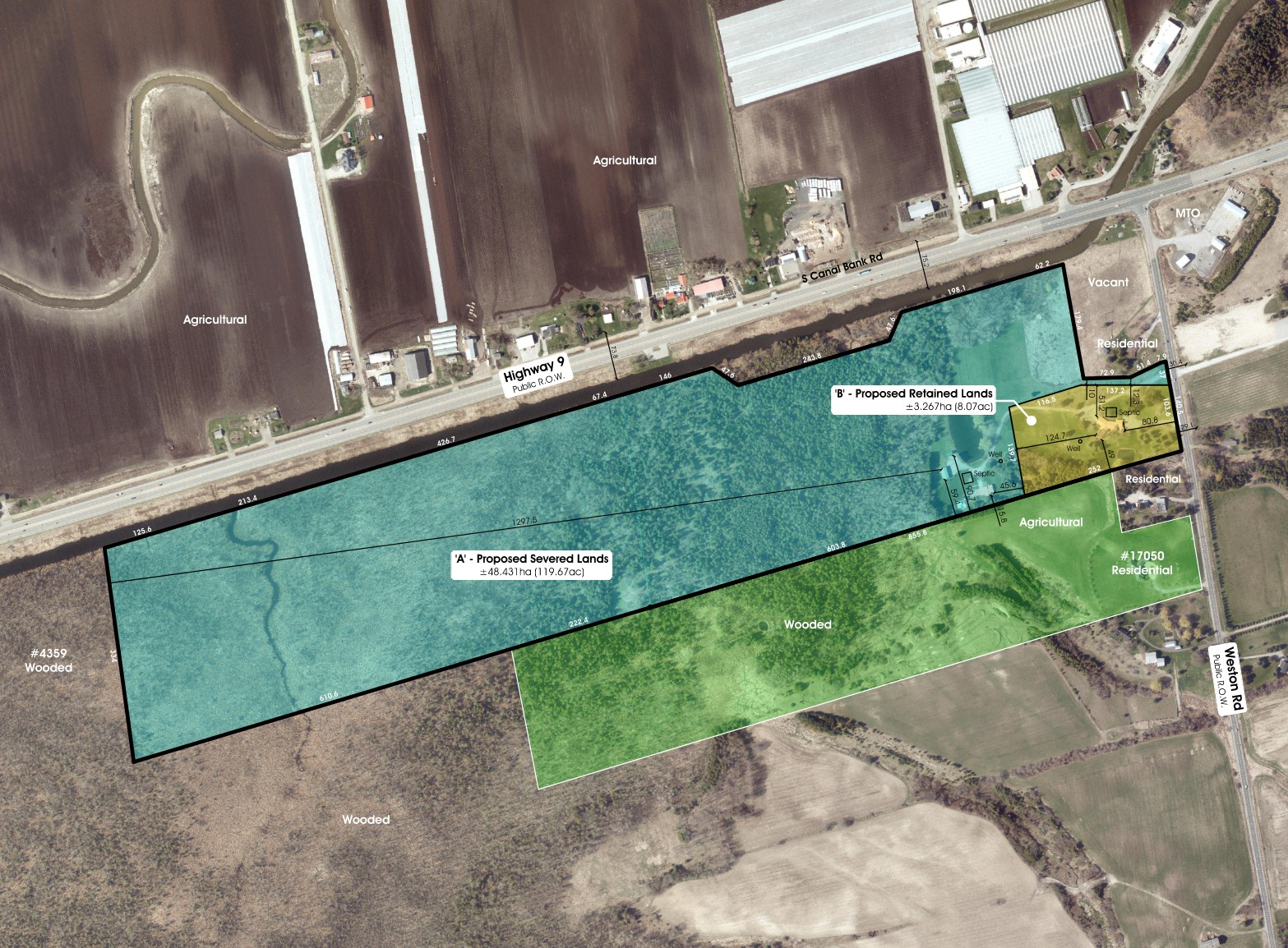 Location Map of 4129 Highway 9 & 17380-17400 Weston Road