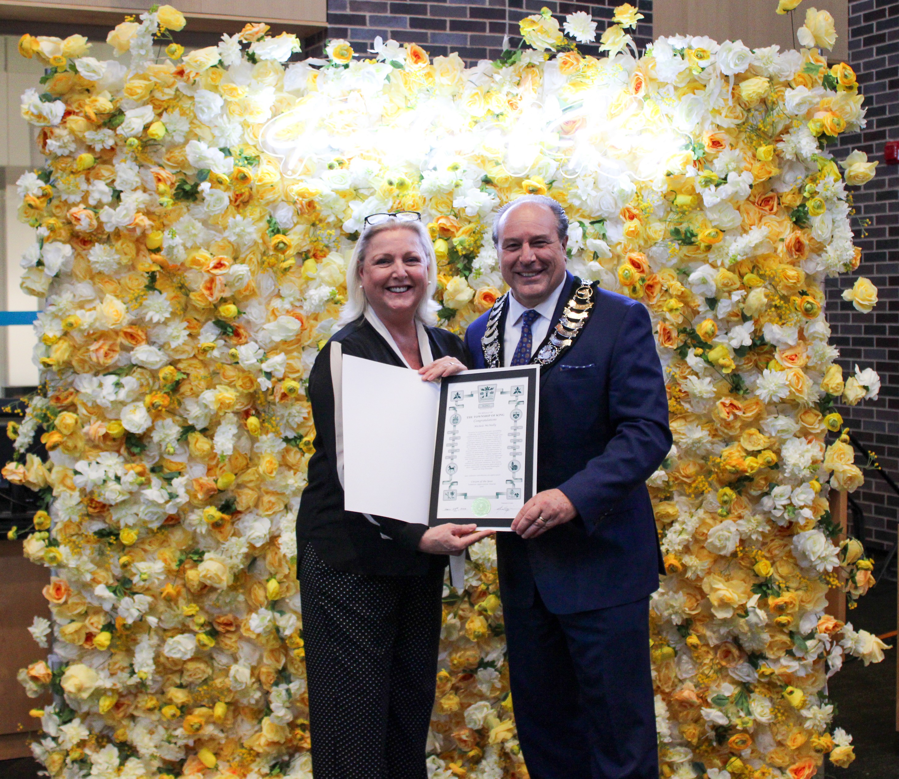 2026 Citizen of the Year Michele McNally with Mayor Steve Pellegrini