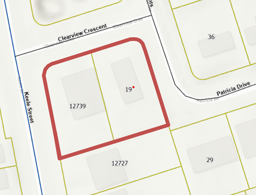 Location Map 12739 Keele Street and 19 Patricia Drive, King City