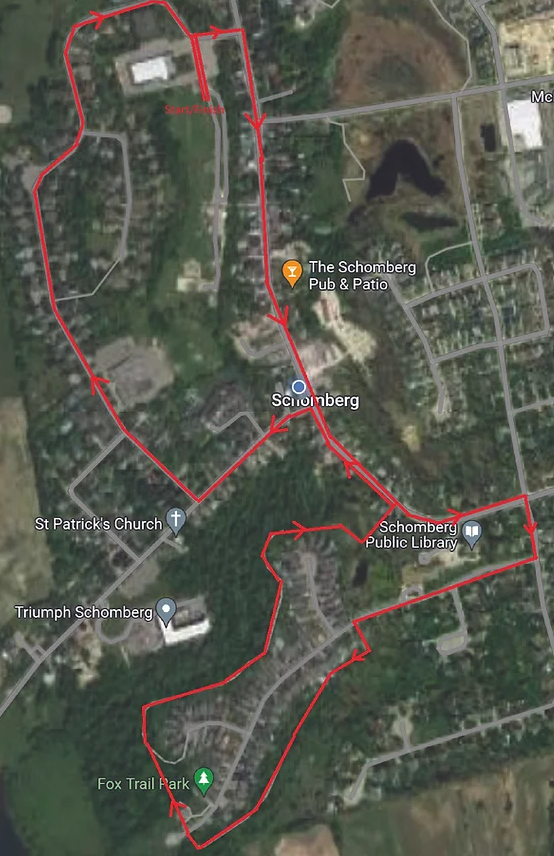 Schomberg Mug Run route