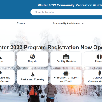 Picture of the front page of the Community Recreation Guide