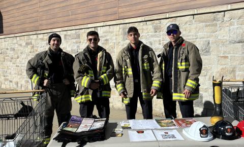 Firefighters collecting food bank donations