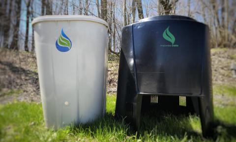 Rain barrel and backyard composter