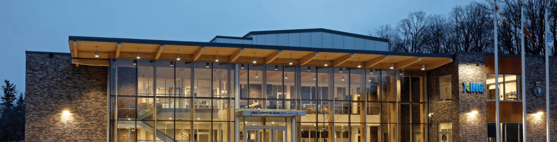 Exterior municipal centre at night