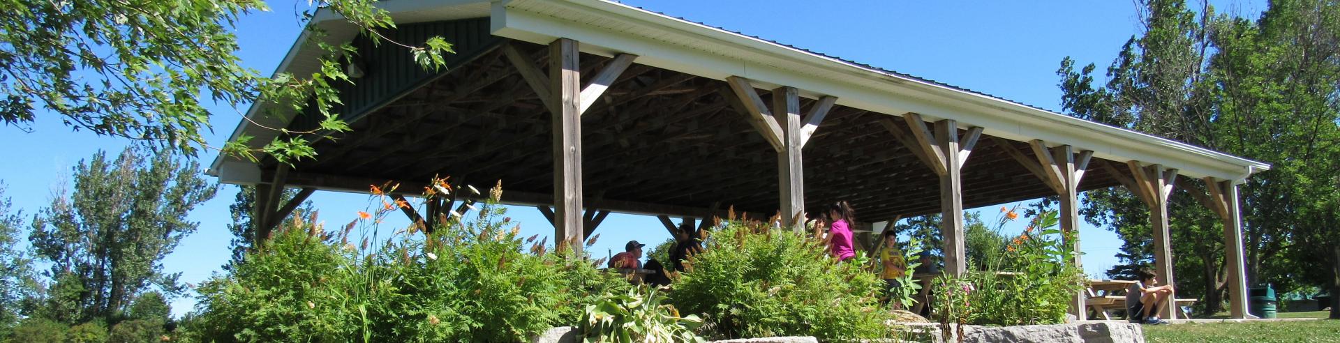 picture of the picnic shelter at Cold Creek in the summer