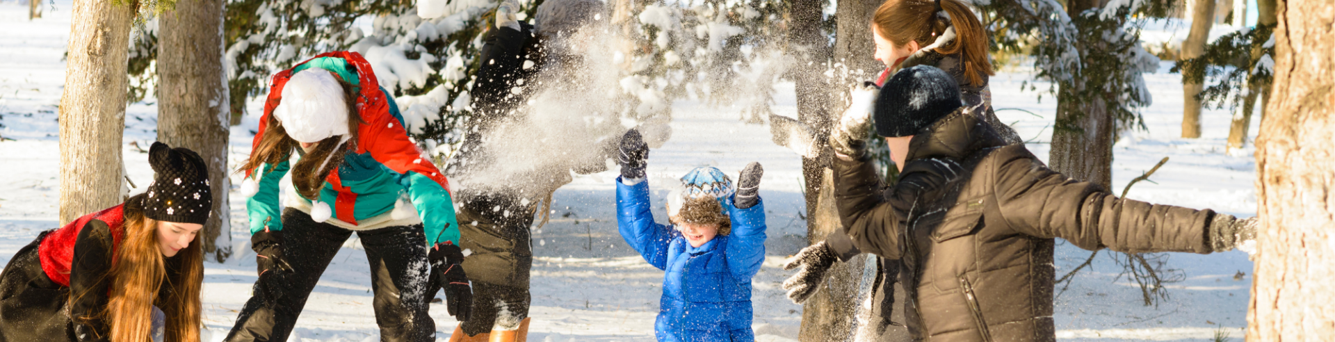 Family playing in the snow