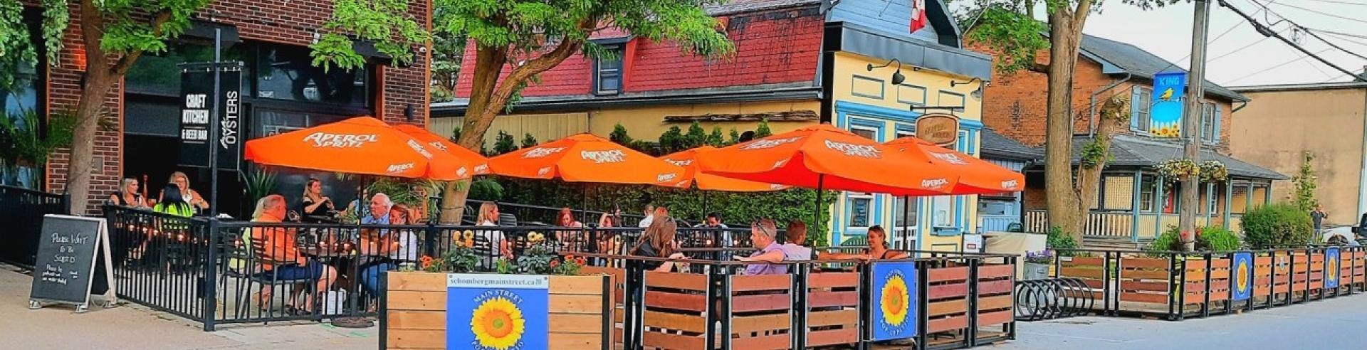 image of pop-up patios on Main Street Schomberg