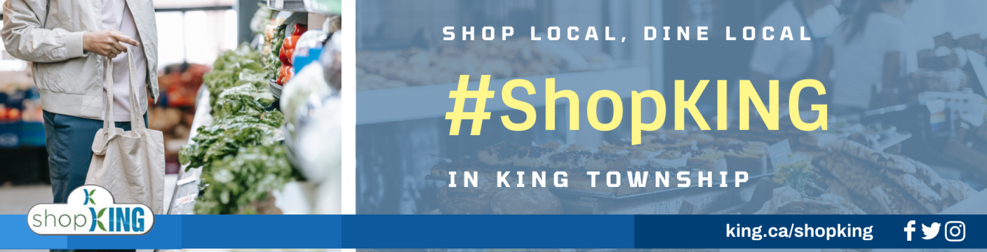 ShopKing promotional banner - shop local, dine local in King Township