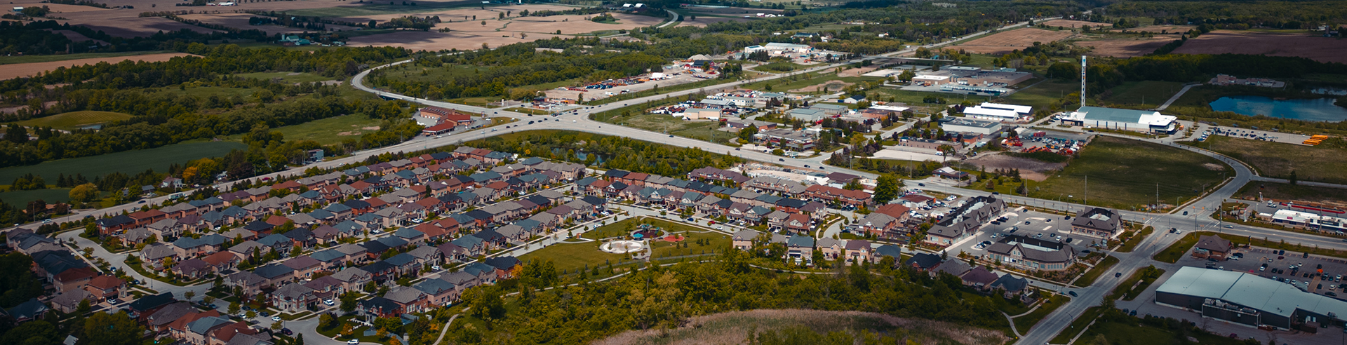 drone image of king city community