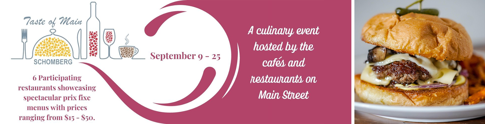 Taste of Main dining event september 9 - 25 at schomberg main street restaurants header