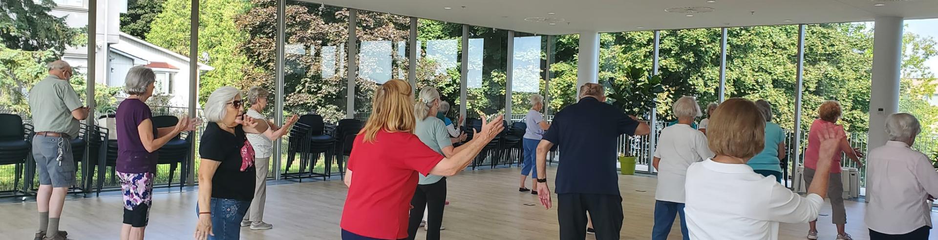 Seniors exercise class