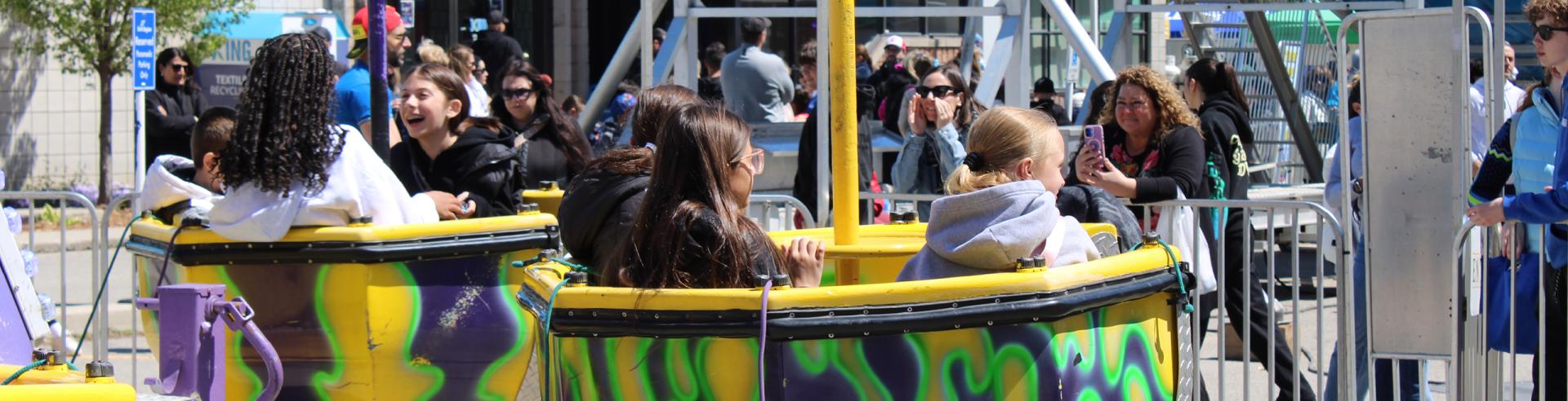 Kids on a ride at the fair