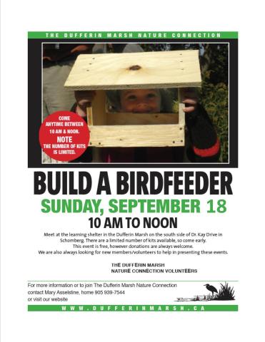 The Dufferin Marsh Nature Connection Presents - Build a Bird Feed Workshop