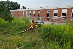 Water operator at a hydrant