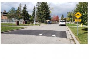 Speed hump on a road