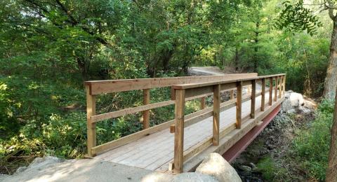 image of newly redone bridge on trail