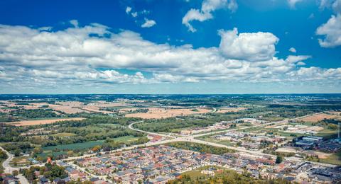 drone image of schomberg community